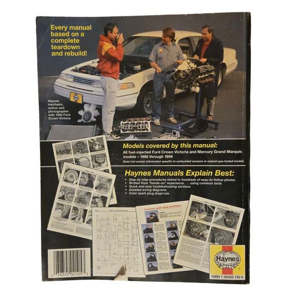 Haynes 36012 Repair Manual 1988 -1996 Ford Crown Victoria Mercury Grand Marquis - Picture 2 of 3